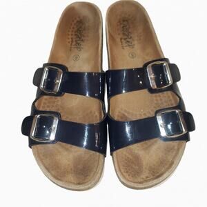 Biostep 2 strap sandals,  black patent leather sz 9